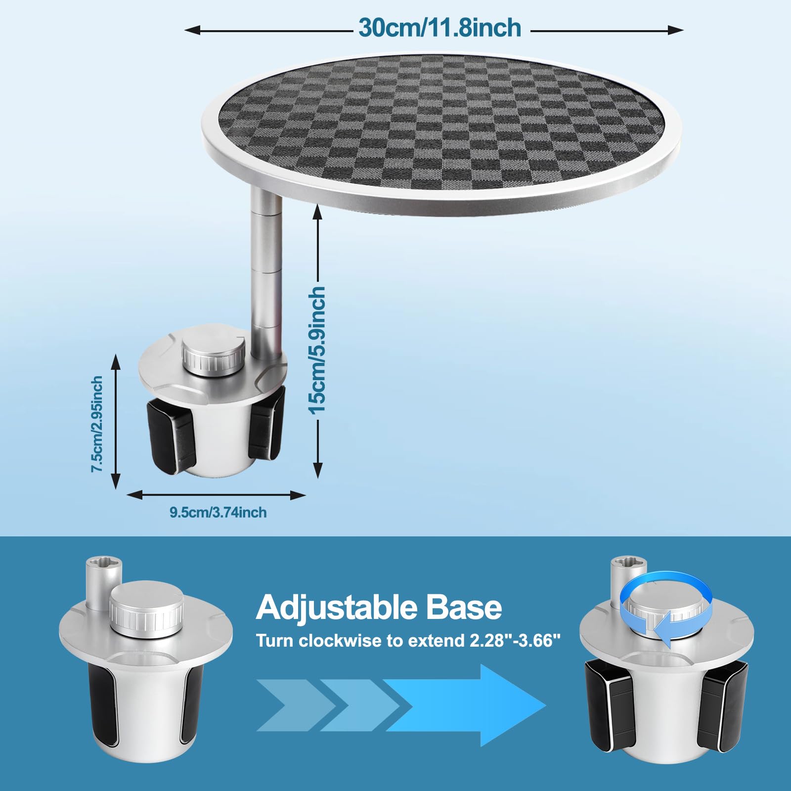 DSI - Car Tray Table & Car Desk for Laptop with 2 Risers and Anti-Slip Pad, 360° Rotating Cup Holder for Working and Eating Compatible with Tesla Model 3/Y/S, Ford F150/Explorer/Maverick & Most Vehicles/EV
