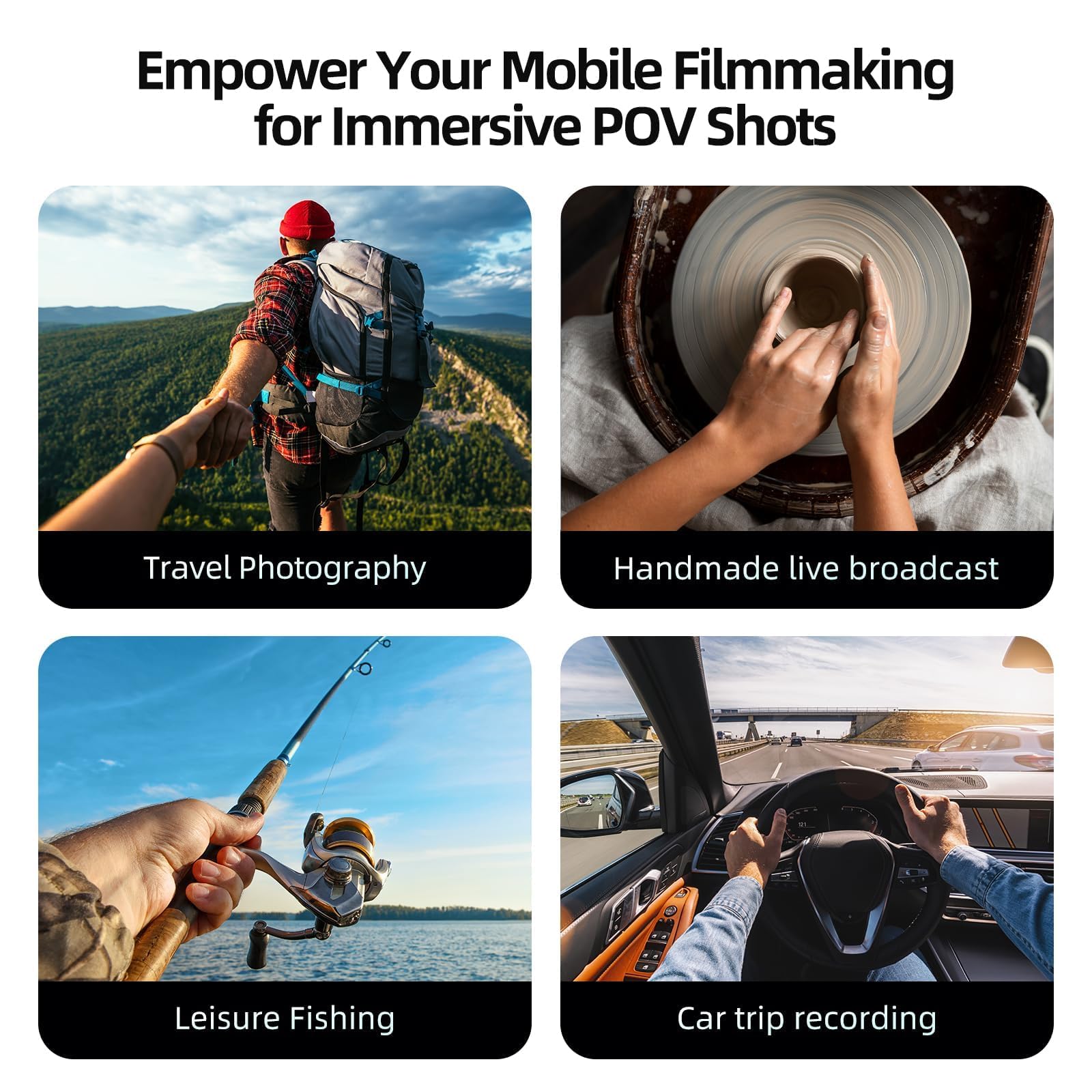 DSI - Magnetic Neck Mount for Phones, Neck Cell Phone Holder POV/Vlog Selfie Mount Hand Free Phone Neck Holder Chest Stand Strap Video Recording for iPhone 17 16 15 14 13 12 Series Android Phones