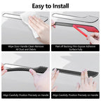 DSI - 4PCS Tesla Model 3/Y Door Handle Cover Set (2017-2025) Highland & Juniper Compatible, Car Door Handle Sills Protection Wrap Exterior Accessories, Carbon Fiber 3D Sticker