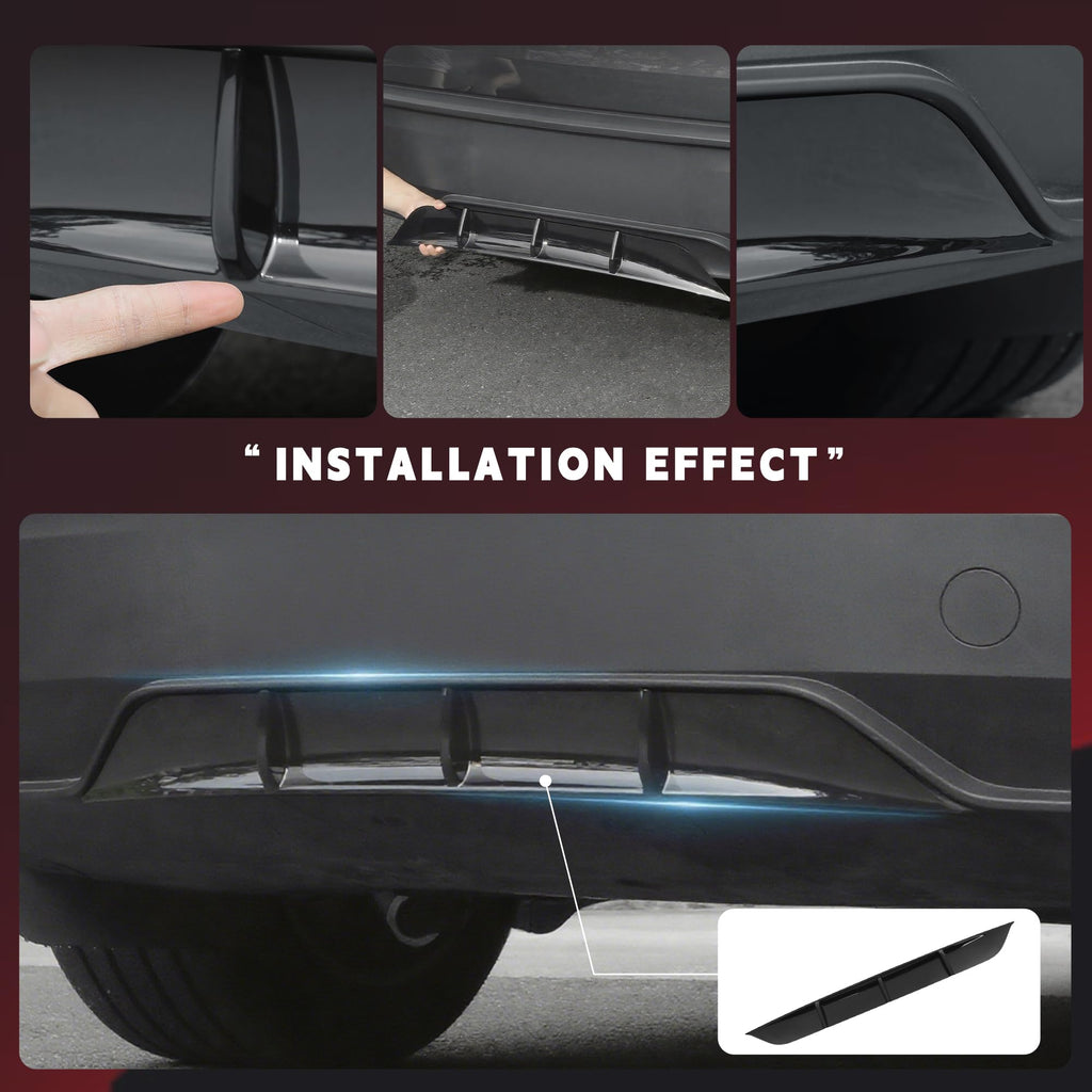 DSTAR - Rear Diffuser for Tesla 2025 2026 Model Y Rear Bumper Molding Lower Lip Splitter Spoiler Model Y Juniper Accessories（Glossy Black）