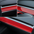 DSI - Real Glass Fiber Dashboard Trim Cover Compatible with Tesla Model 3 / Y 2017-2023, Dashboard Wrap Cover Compatible with Model 3 Interior Trim Strip Cover Model Y Accessories, Red