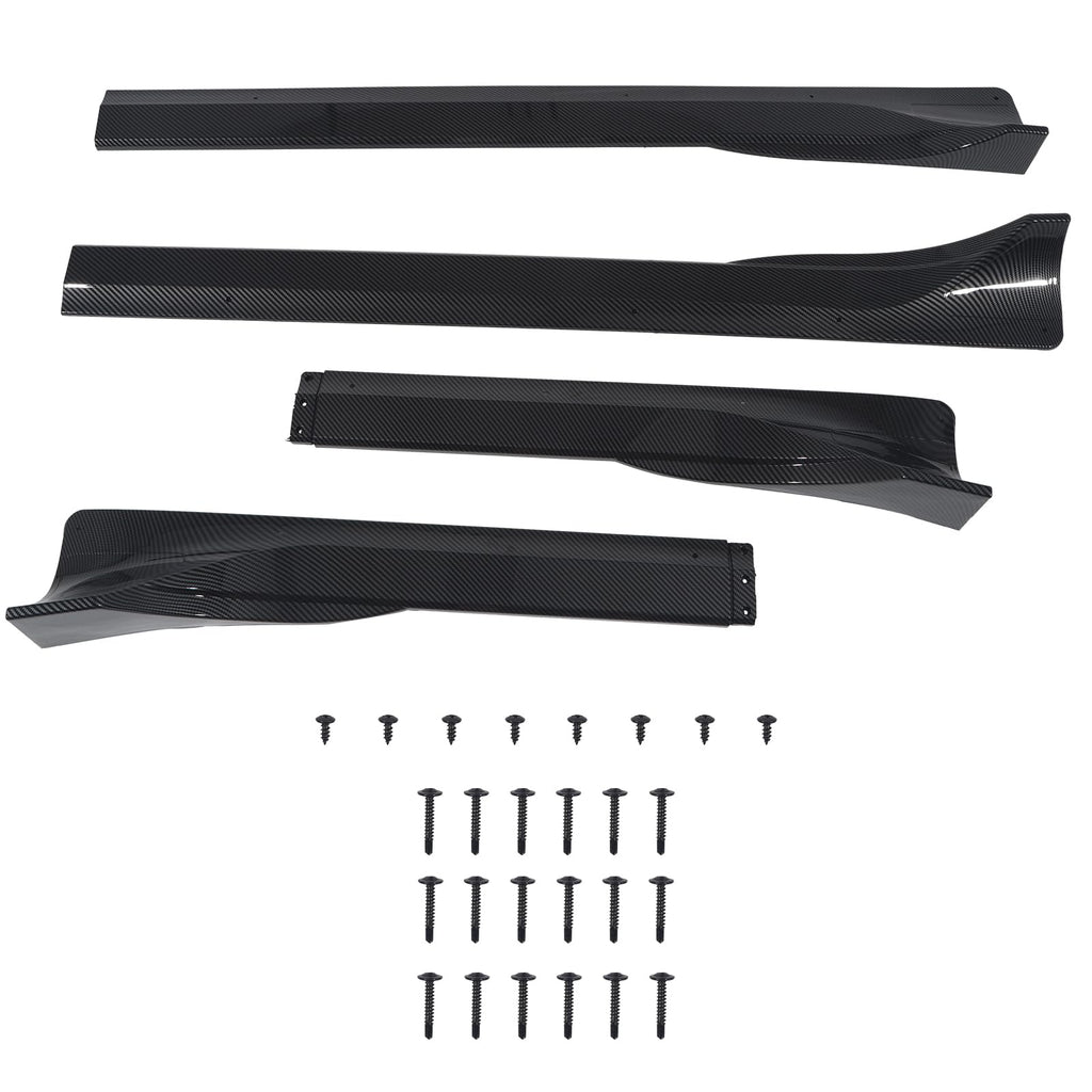 DSI - Side Skirts Extensions Fit for Tesla Model Y 2020 2021 2022 2023 2024 "Carbon Fiber Look" 4PCS Add-On Side Skirt Kit