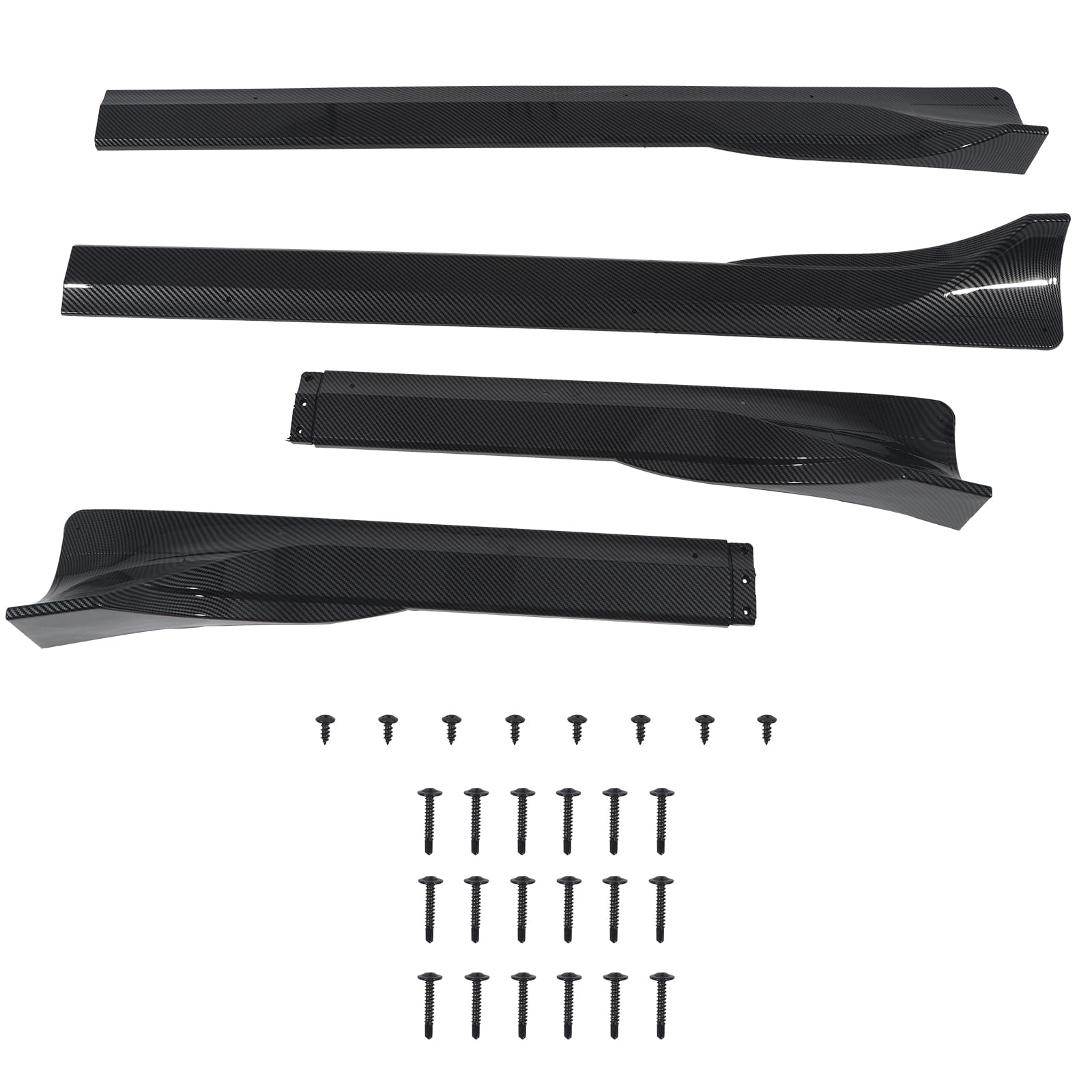 DSI - Side Skirts Extensions Fit for Tesla Model Y 2020 2021 2022 2023 2024 "Carbon Fiber Look" 4PCS Add-On Side Skirt Kit