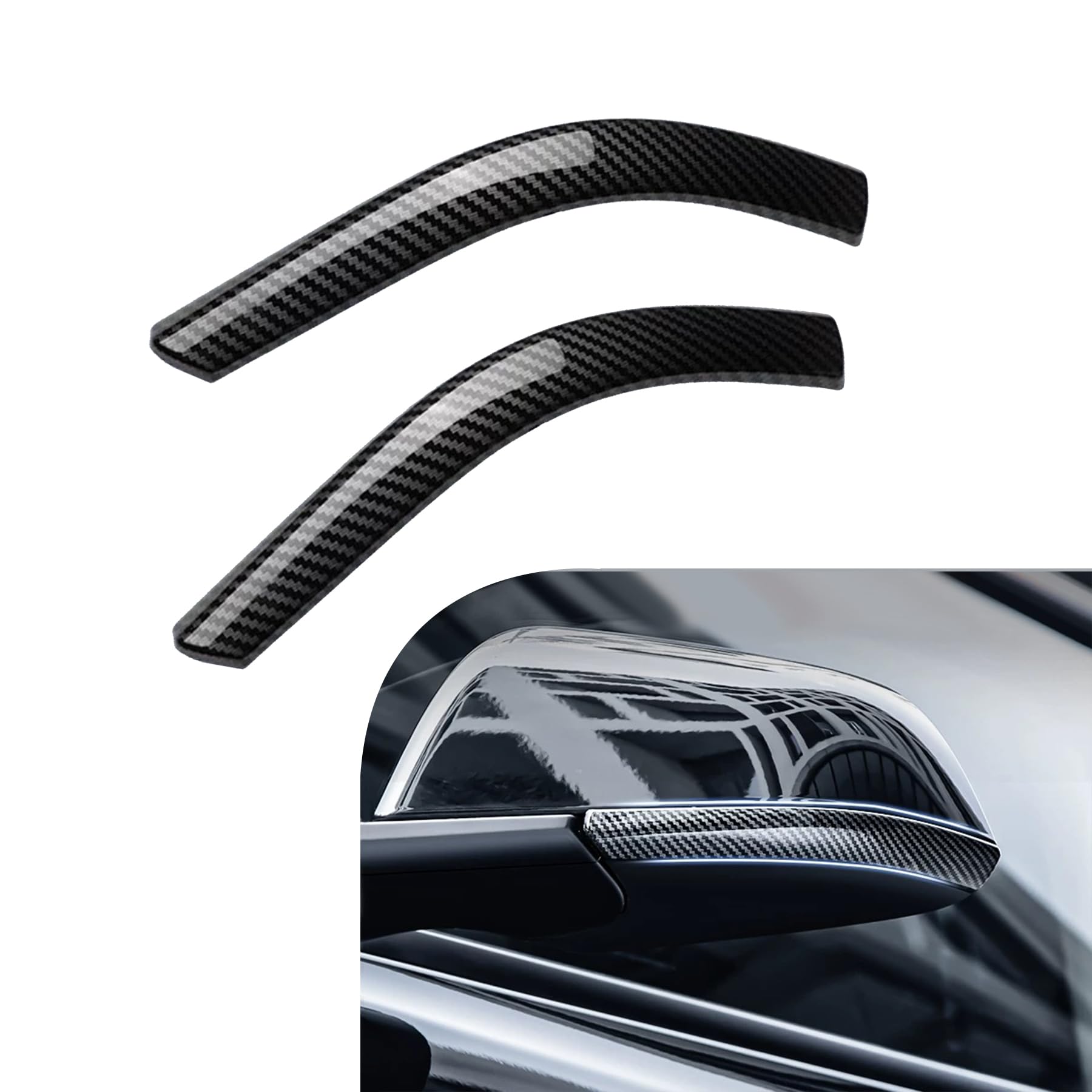 DSI - FITS Tesla Y-Shaped Side Mirror Decorative Strip Cover - Premium Exterior Accessories (M Y -Glossy Carbon Fiber Pattern)