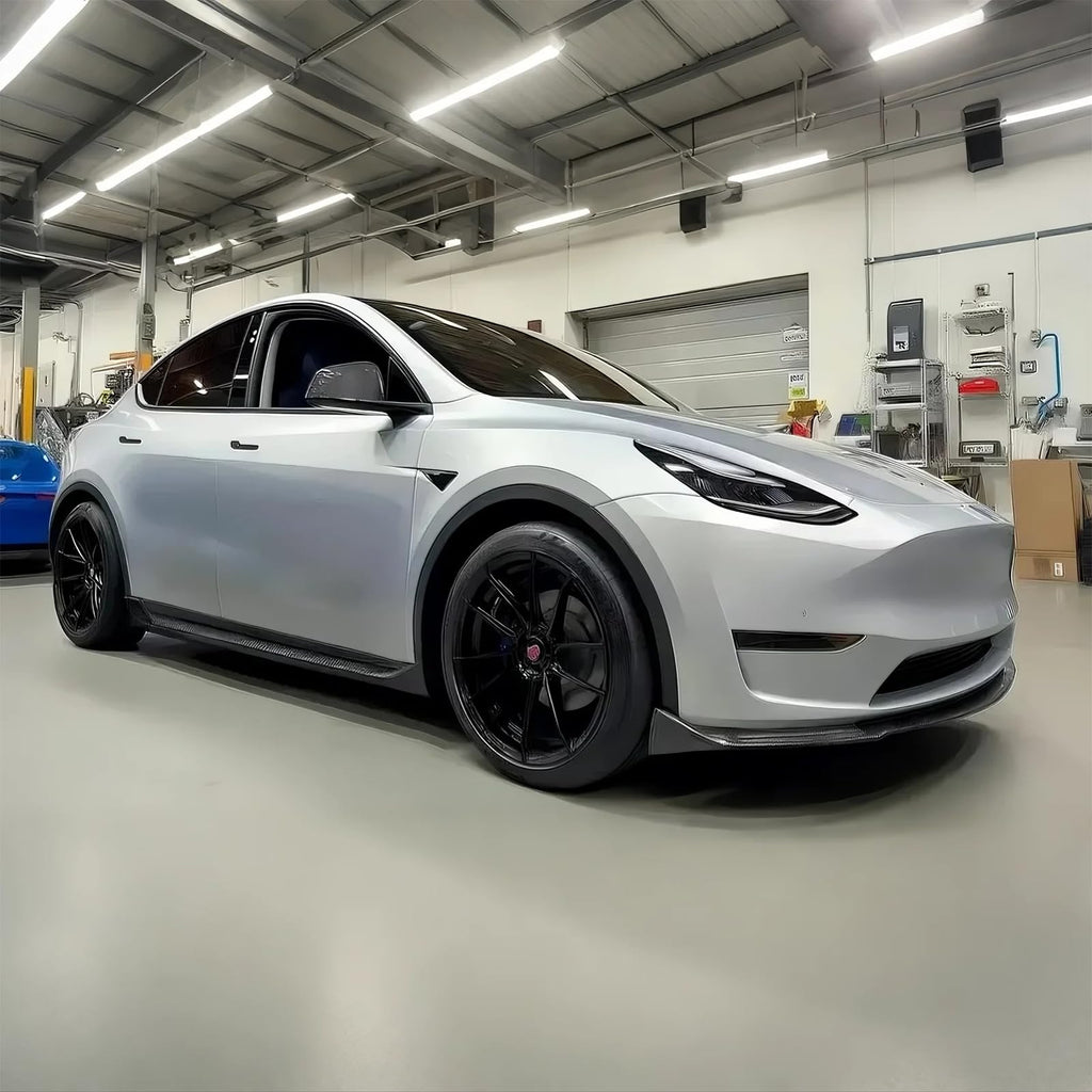 DSI - Side Skirts Extensions Fit for Tesla Model Y 2020 2021 2022 2023 2024 "Carbon Fiber Look" 4PCS Add-On Side Skirt Kit