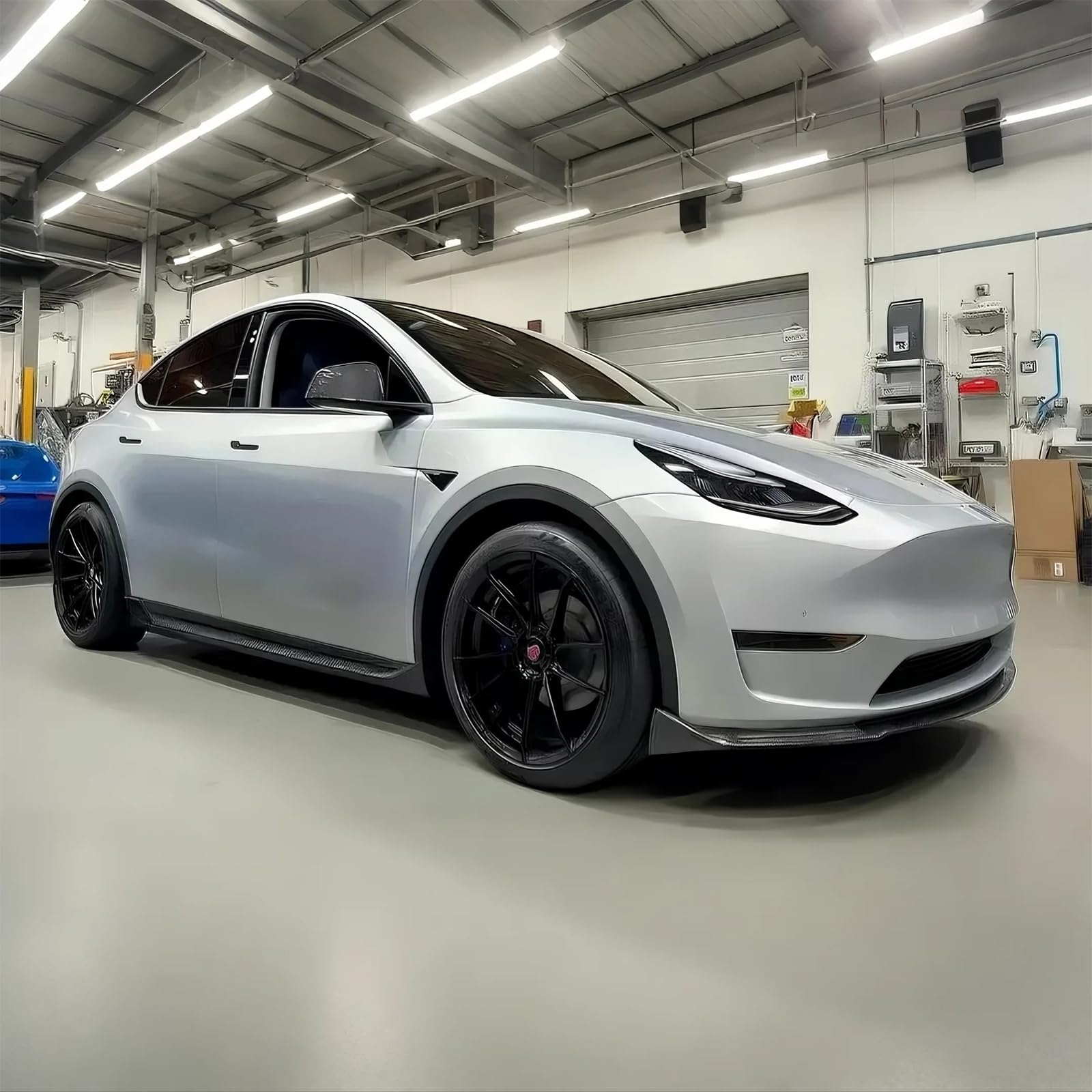 DSI - Side Skirts Extensions Fit for Tesla Model Y 2020 2021 2022 2023 2024 "Carbon Fiber Look" 4PCS Add-On Side Skirt Kit