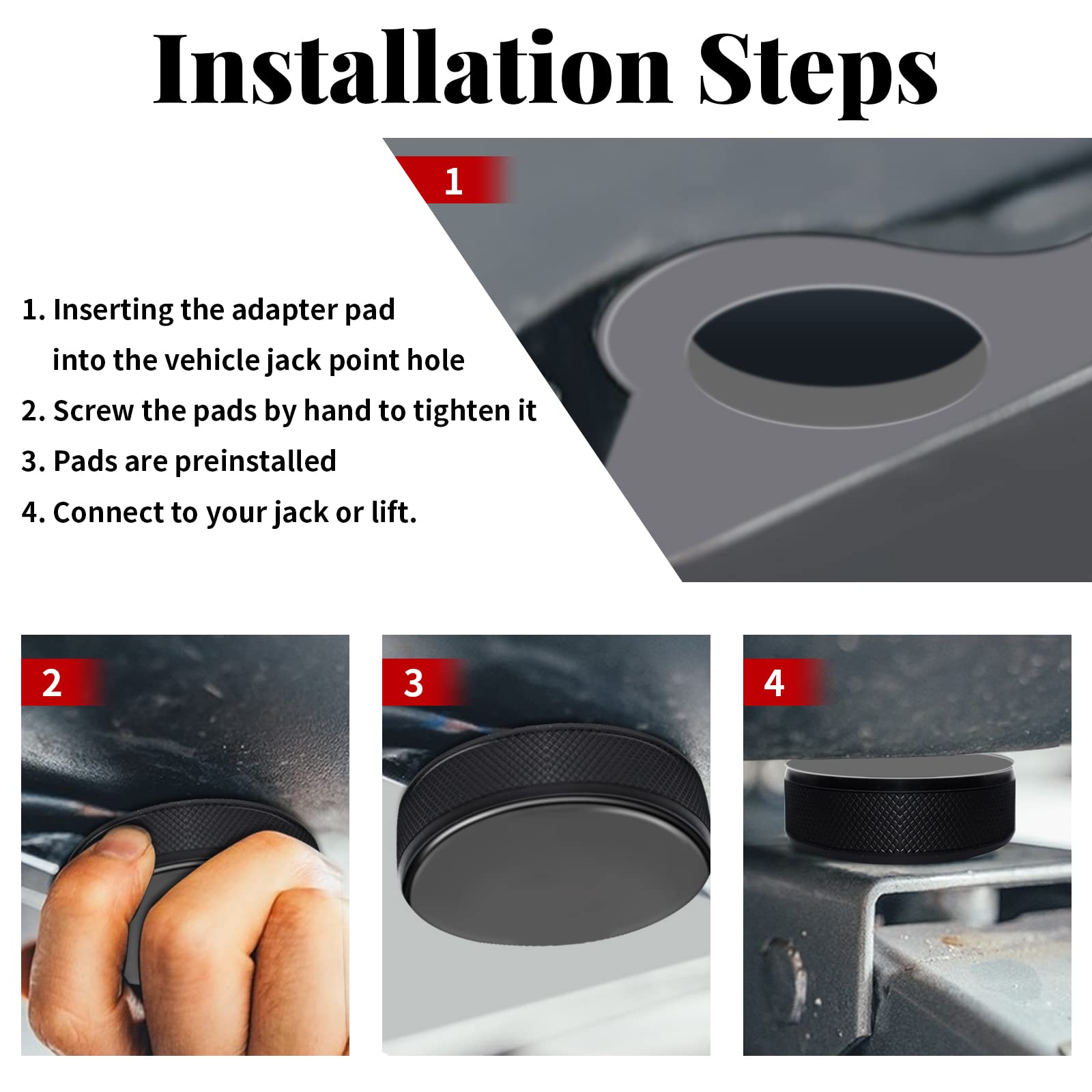 DSI - Lifting Jack Pad for Tesla Model 3/S/X/Y, 4 Pucks with Storage Case, Accessories for Tesla Vehicles 2013 to 2026