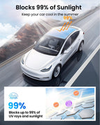 DSI - 2025 Upgrade Tesla Model Y Sunshade Roof [No Gaps, No Sagging] Tesla Y Accessories Heat Insulation Foldable Glass Sunroof Cover for Model Y 2021-2025 (WILL Not Fit New Y Juniper), 2PCS, Gray