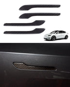 DSI - Door Handle Cover, Real Matte Carbon Fiber Door Handle Trim Protector Set Compatible with Tesla Model y Model 3 2017-2025 (4 Pieces) (Glossy Carbon Fiber with drip)