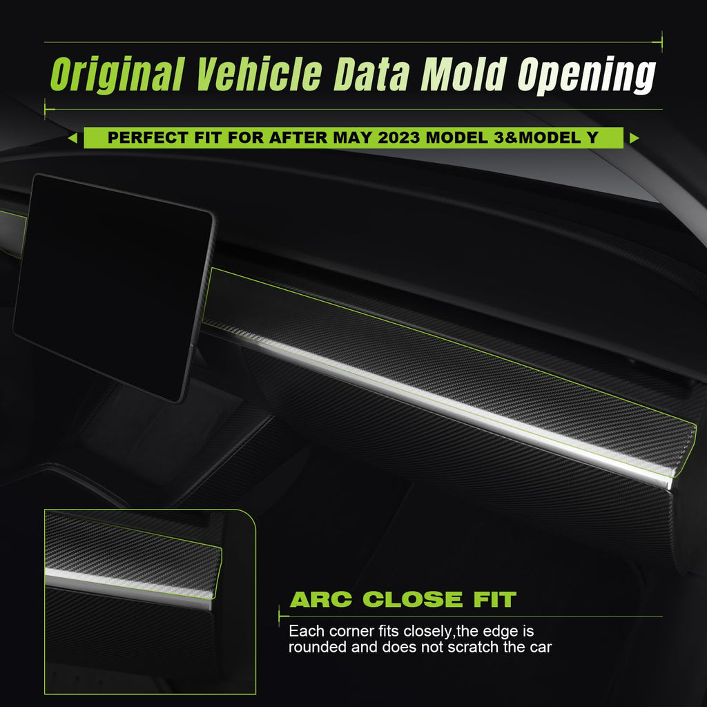 DSI - Dashboard Cover Trim REAL Carbon Fiber for After 2023.5 Tesla Model 3&Y Dashboard Wrap - Dry Carbon Fiber Interior Decoration Compatible with Tesla Model 3&Y (Matte)