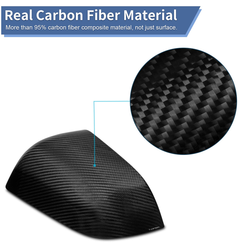 DSI - Real Carbon Fiber Side Mirror Cover Compatible with Tesla Model 3 Sedan 2017-2025, T-carbon Rearview Cover Compatible with Tesla Model 3 Exterior Mirror Caps Accessories (Black)