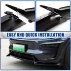 DSI - Front Bumper Lip for 2025 2026 Tesla Model Y Juniper, 3-Piece ABS Front Splitter Bumper Lip, Aerodynamic Stability, No-Drill Model Y Juniper Accessories (Glossy Black)