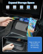 DSI - Under Screen Storage Tray with Phone Holder for Tesla Model 3/Model Y 2025 2024 2023 2022 2021 Center Console Organizer Storage Box Waterproof ABS Model 3 / Y Accessories Black 1PCS