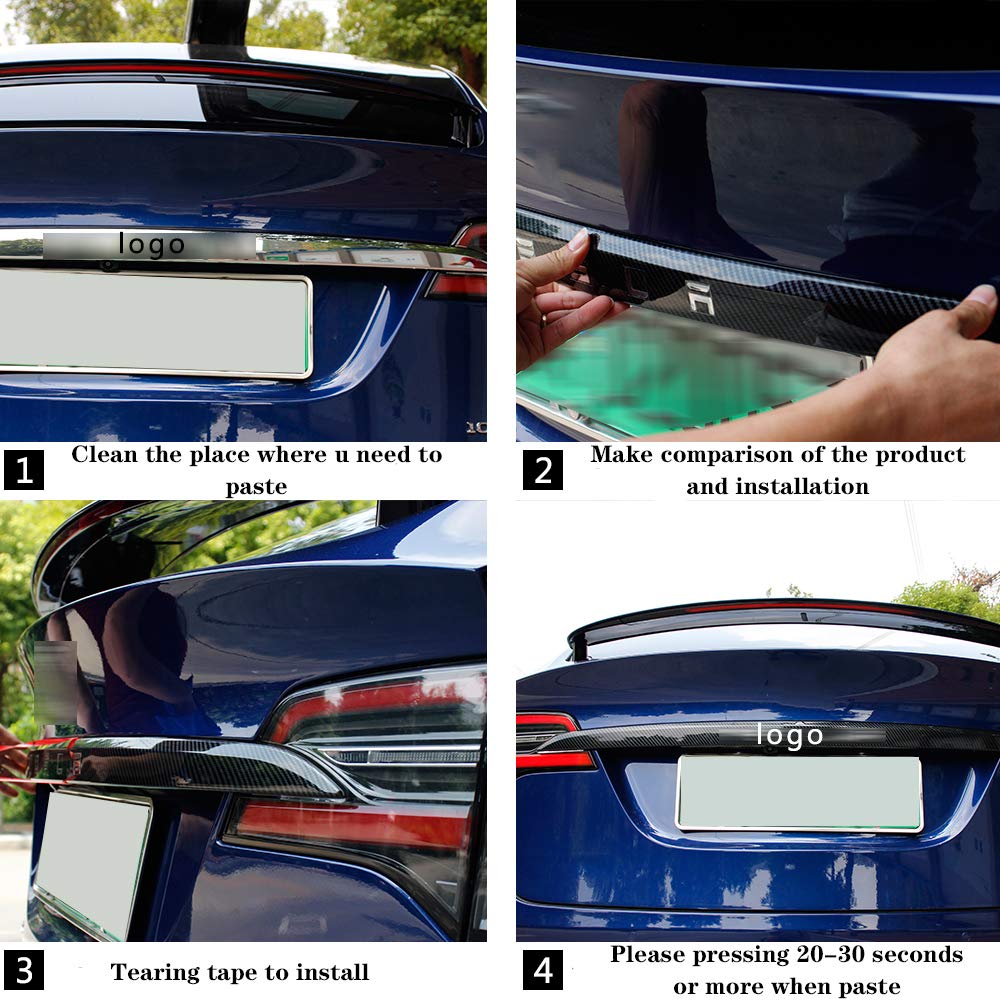 DSI - Rear Tailgate Trunk Lid Garnish Trim for Tesla Model X 2018-2020 Car Exterior Accessories ABS Imitation Carbon Fiber Outer Decoration