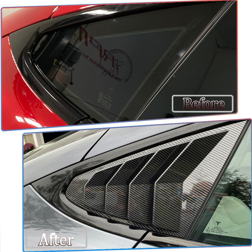 DSI - Window Louver，2Pcs Side Vent Window Louvers for Tesla Model S 2017-2025, ABS Print Sport Window Decorative Covers, Exterior Trim Accessories - Carbon Fiber