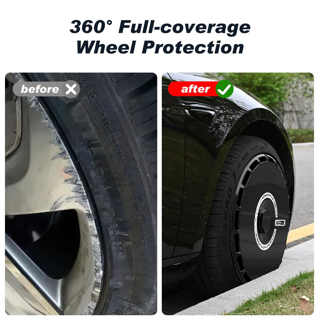 DSTAR - 19 Inch Wheel Covers for Tesla Model Y Juniper Crossflow Wheels 2025, Centers Lock Installation Rim Protector, Full Coverage Hubcaps Exterior Accessories (Black Ring, 4 PCS)