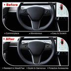 DSI - 9 PCS Carbon Fiber Interior Decor Trim Cover Kit Compatible with 2021-2023 Tesla Model 3 & 2019-2024 Model Y, Dashboard Cover Door Panel Cover Steering Lever Cover Steering Wheel Cover