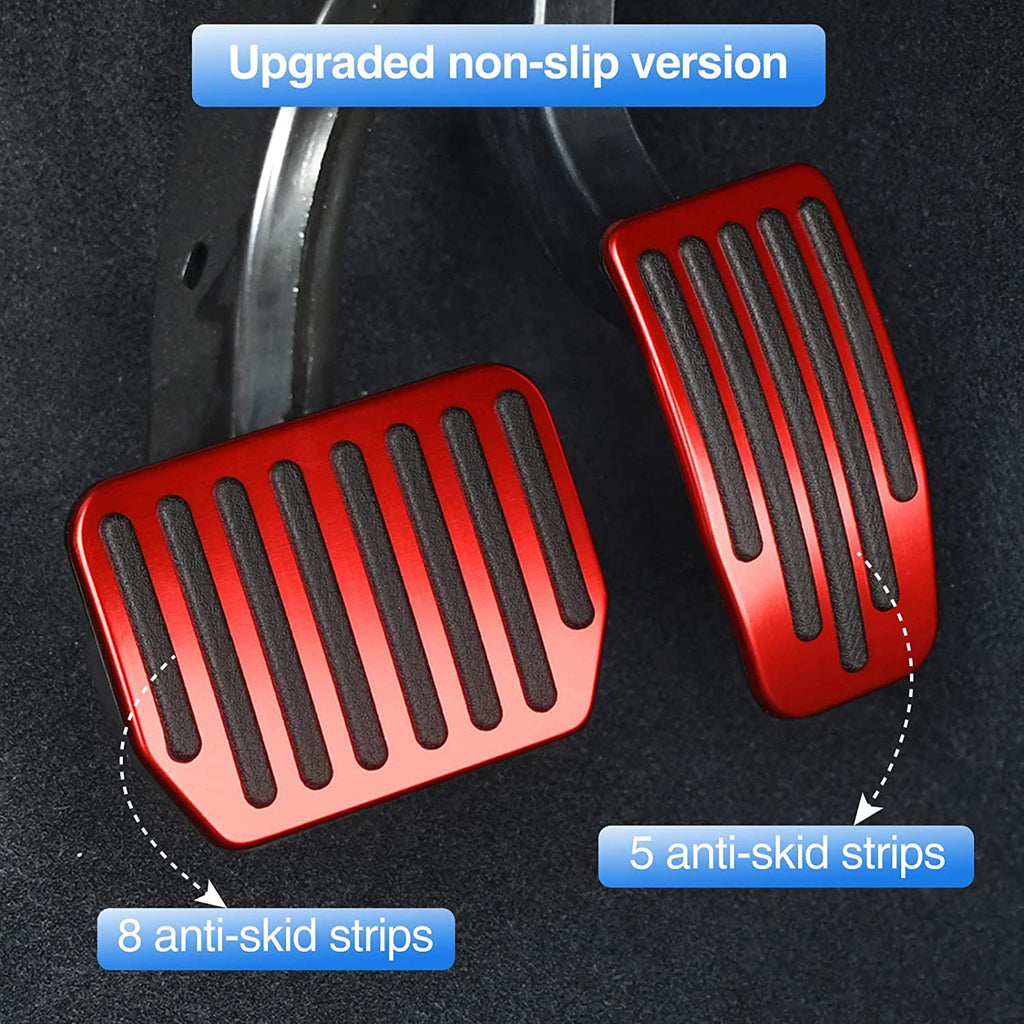 DSI - Foot Pedal Pads Set for Tesla Model 3 Model Y, Non-Slip Performance Aluminum Car Accessories Brake & Accelerator Pedal Covers for Model 3/Y (Red)