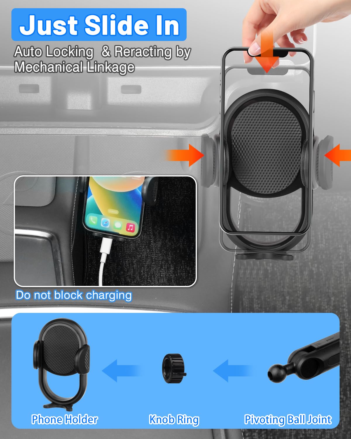 DSI - Under Screen Storage Tray with Phone Holder for Tesla Model 3/Model Y 2025 2024 2023 2022 2021 Center Console Organizer Storage Box Waterproof ABS Model 3 / Y Accessories Black 1PCS