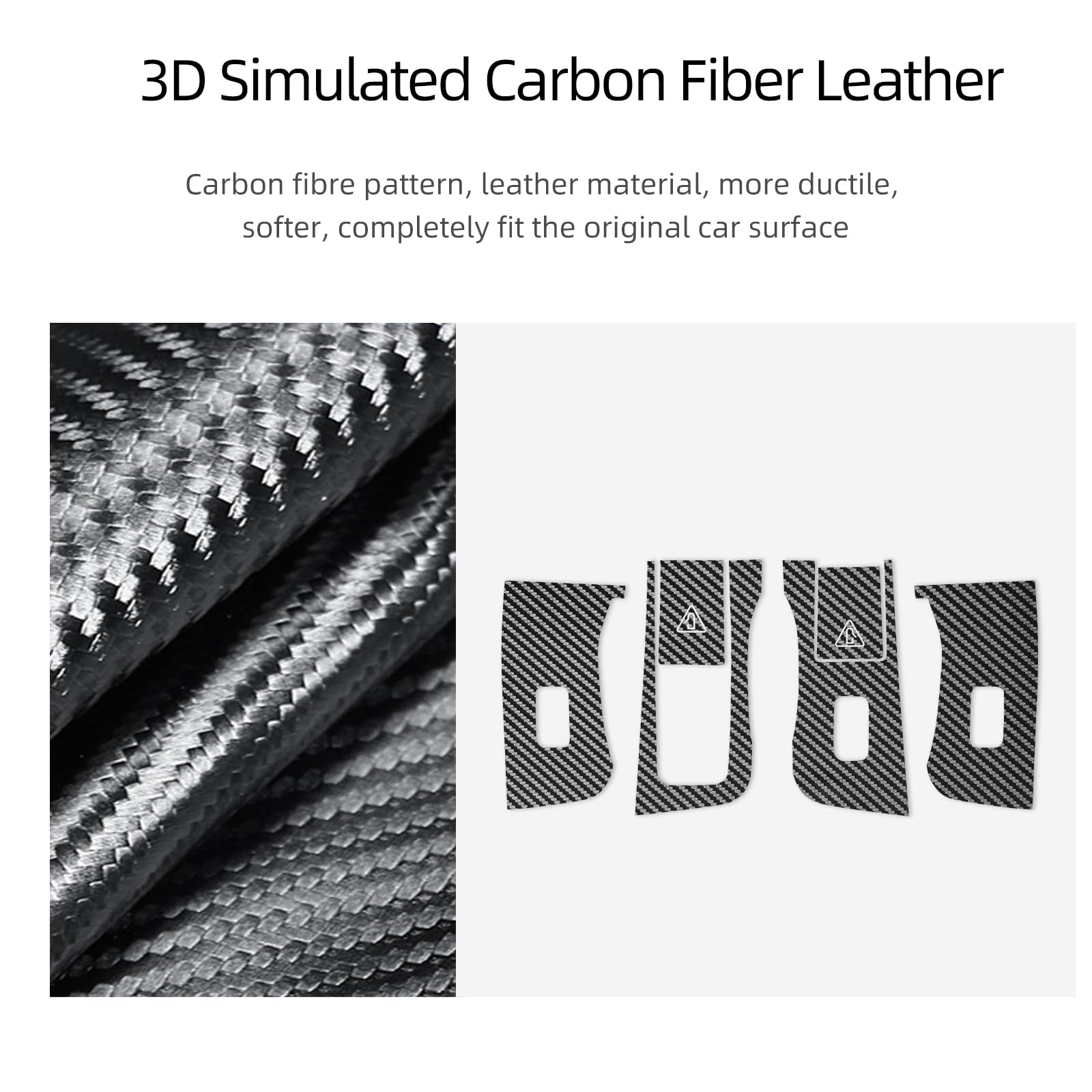 DSI - Window Switch Panel Cover for Tesla Model Y Juniper 2025, Suede Carbon Fiber Interior Trim