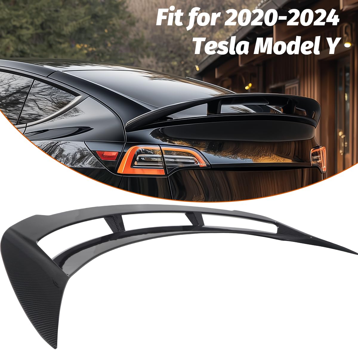 DSI - Fits Tesla Model Y 2020 2021 2022 2024 Rear Spoiler Wing, Model Y Accessories High Performance GT Style Carbon Fiber