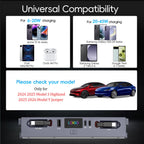 DSI - USB Hub for 2025 2026 Tesla Model Y Juniper 2024 2025 Tesla Model 3 Highland, Retractable Cable Fast Car Phone Charger, Tesla Center Console Accessories (Retractable Type-C & Lightning)