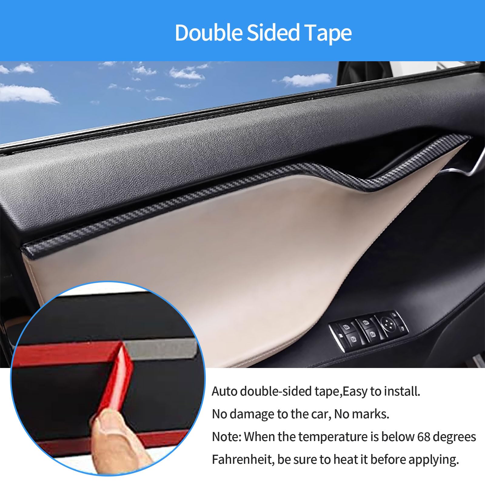 DSI - Car Accessories Compatible with Tesla Model S 2020 2019 2018 2017 Door Inner Armrest Frame Handle Panel Cover Trims ABS 8PCS(Carbon Fiber Style)