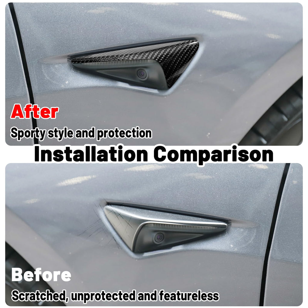 DSTAR -  Carbon Fiber Turn Signal Side Camera Covers for Tesla Model 3 2017-2023 & Model Y 2020-2023