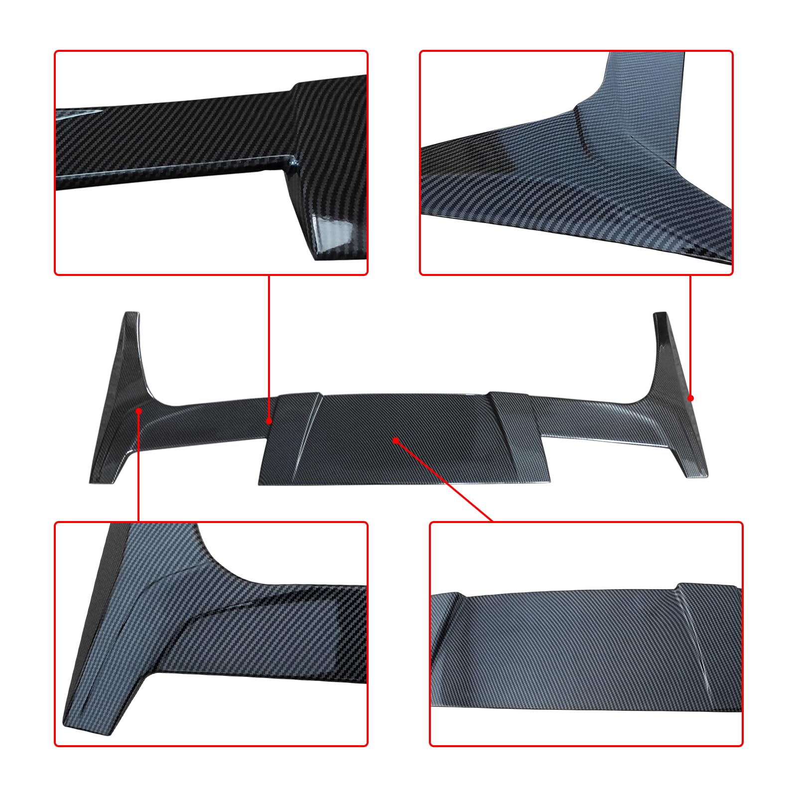 DSI - Carbon Fiber Look Fits for 2016-2025 Tesla Model X Rear Top Window Roof Spoiler Wing ST Style ABS Plastic Exterior Body Kits Trim