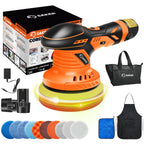 DSI - Cordless Buffer Polisher, 6 Inch Fast Charging Portable Car Polishing Kit with 2PCS 12V 2000mAh Batteries, Polisher for Car Detailing Polishing Waxing (Orange, Buffer Polisher+2 Batteries+1 Bag)
