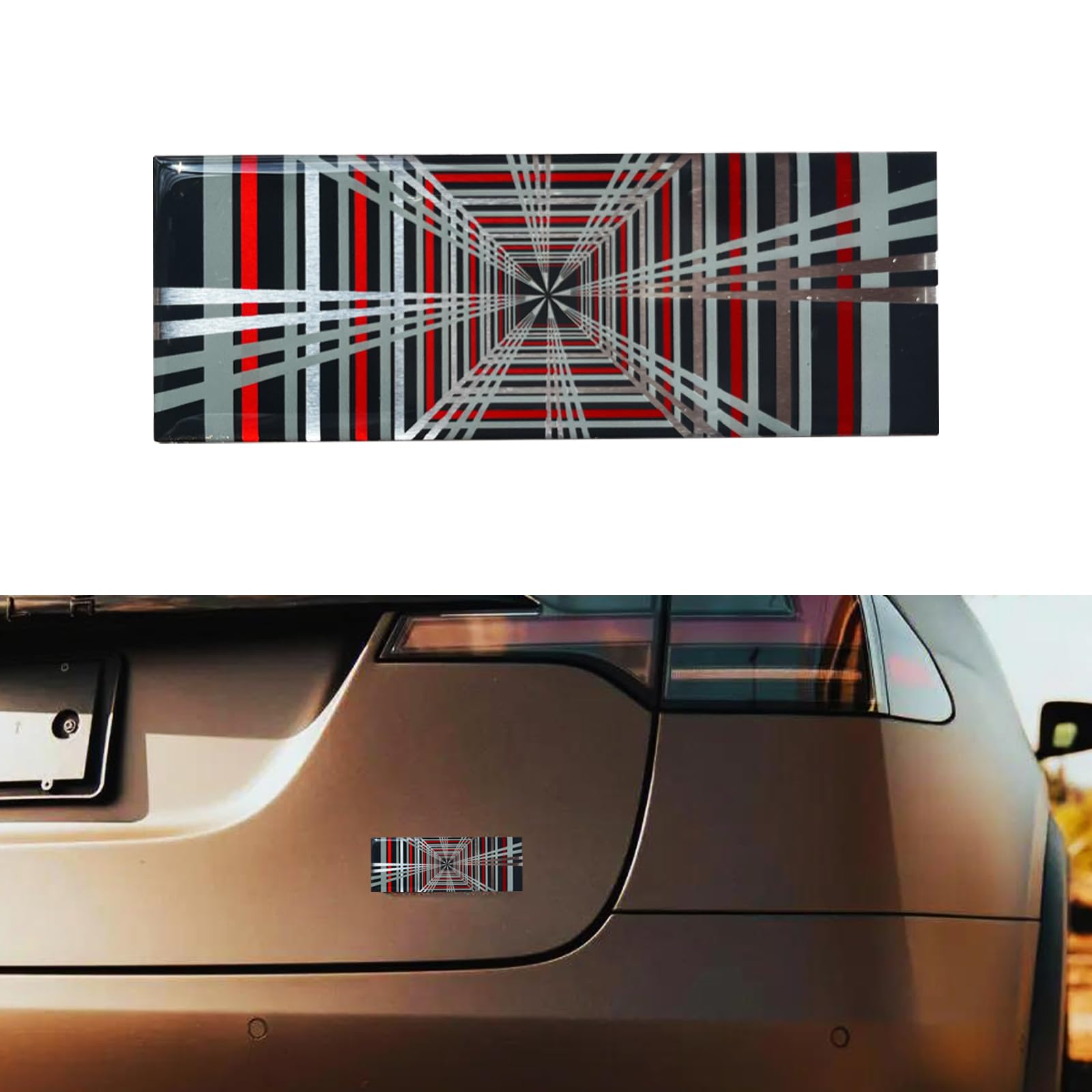 DSI - Dual Motor Badge Emblem Sticker Plaid Decor Compatible for Model 3 Y X S Accessories (A-Plaid)