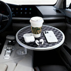 DSI - Car Tray Table & Car Desk for Laptop with 2 Risers and Anti-Slip Pad, 360° Rotating Cup Holder for Working and Eating Compatible with Tesla Model 3/Y/S, Ford F150/Explorer/Maverick & Most Vehicles/EV