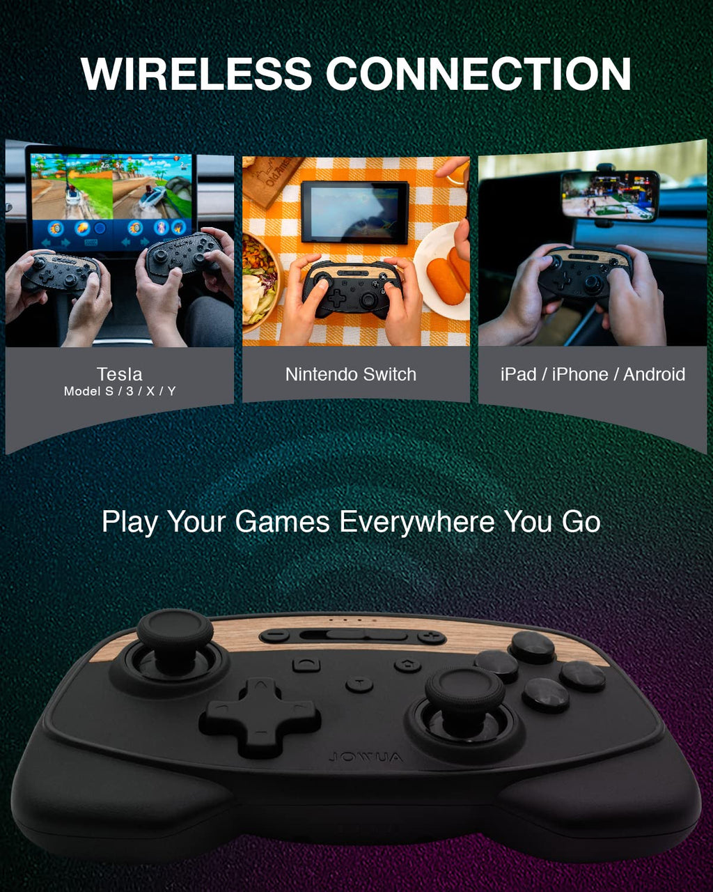 DSI - Multi-Device Wireless Controller Compatible for Tesla 2025 New Model Y Model 3/Y/S/X/cybertruck Compatible for Switch, one controller set, SPECIAL PROGRAMMED and DESIGN FOR TESLA WOOD [nintendo_switch,windows,ios,android]
