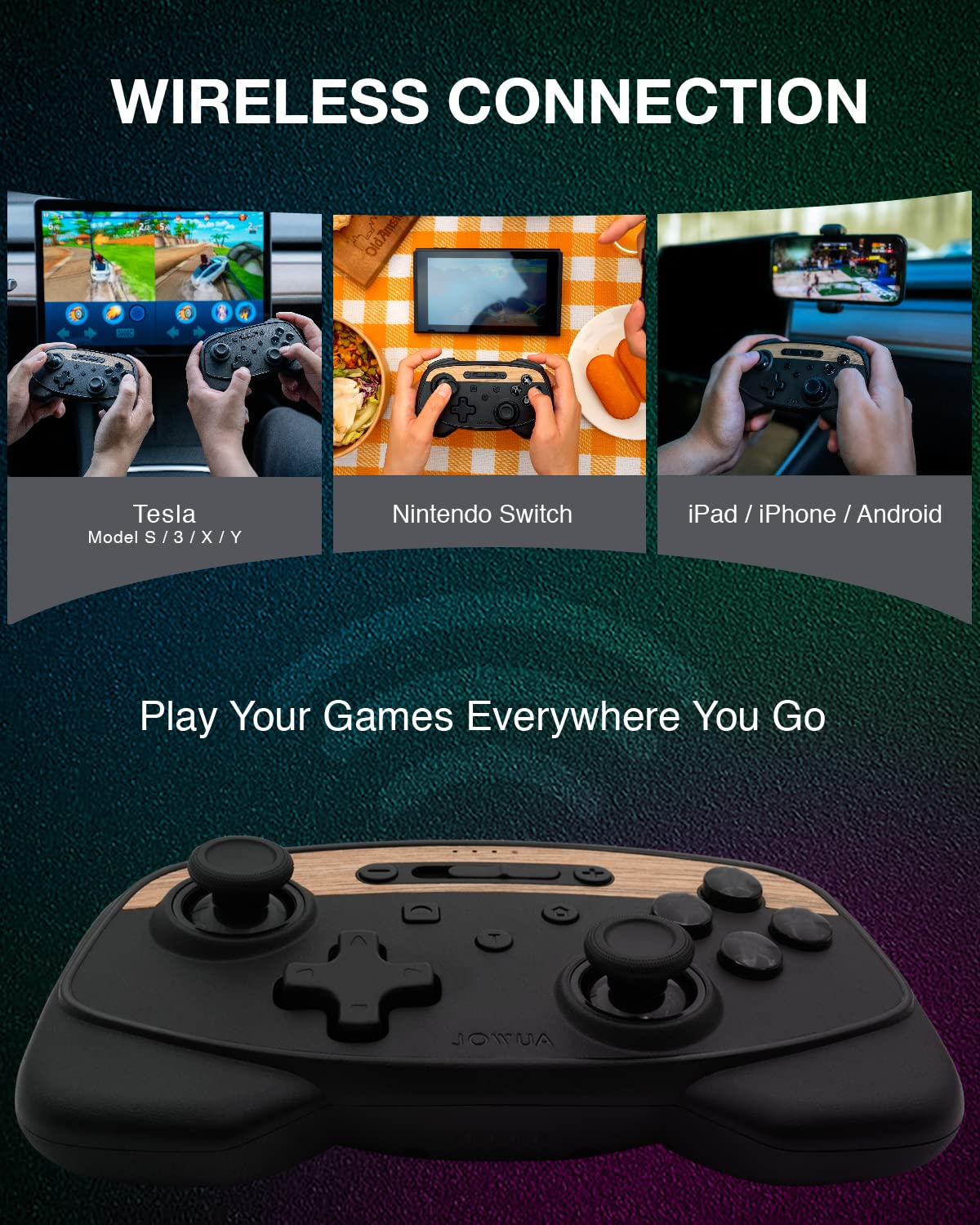 DSI - Multi-Device Wireless Controller Compatible for Tesla 2025 New Model Y Model 3/Y/S/X/cybertruck Compatible for Switch, one controller set, SPECIAL PROGRAMMED and DESIGN FOR TESLA WOOD [nintendo_switch,windows,ios,android]