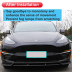 DSI - Fits all 2020-2024 Tesla Model Y Front Fog Light Cover Trim Eyebrow Frame Decorative Accessories (Glossy Carbon Fiber Pattern)