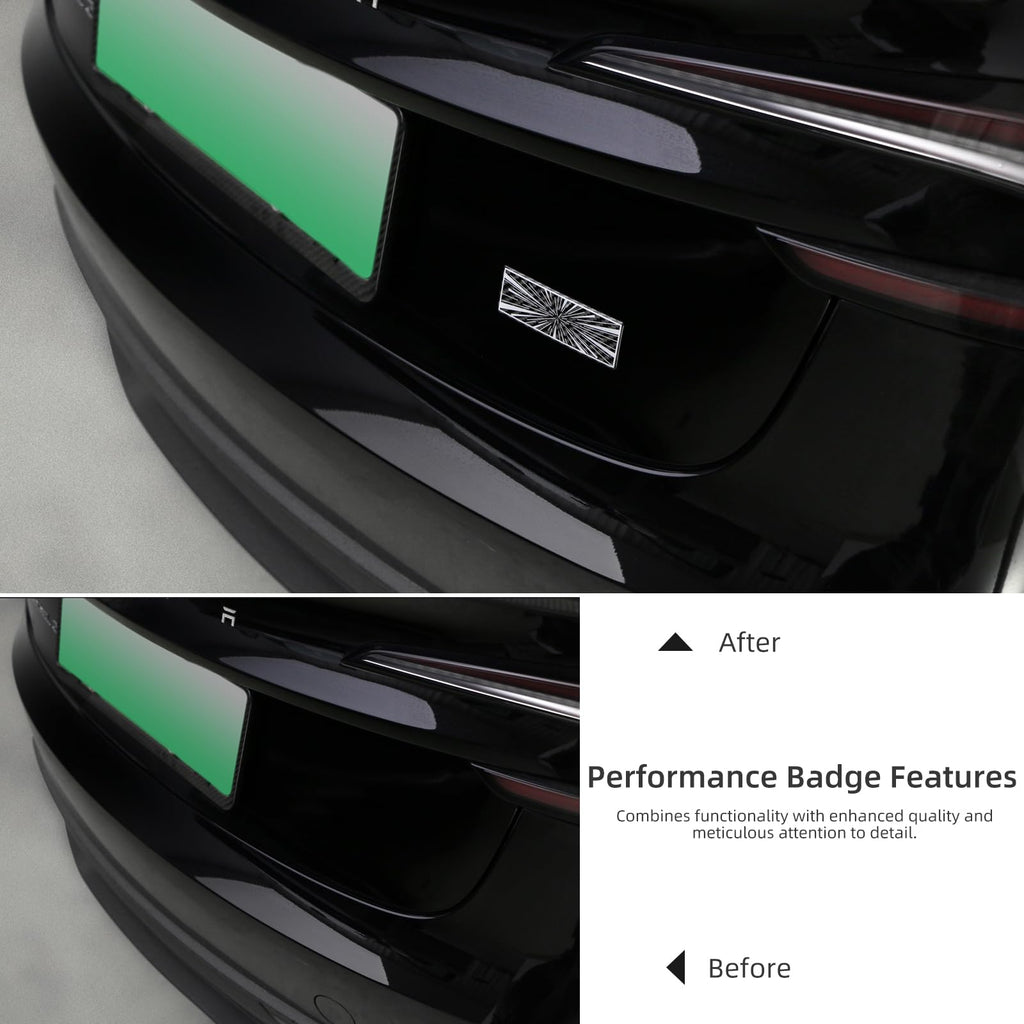 DSI - Plaid Performance Decal Sticker Compatible with Tesla Cybertruck Model 3 Y X S Roadster Highland Carbon Fiber Car Rear Trunk Trim Exterior Accessories (Black)