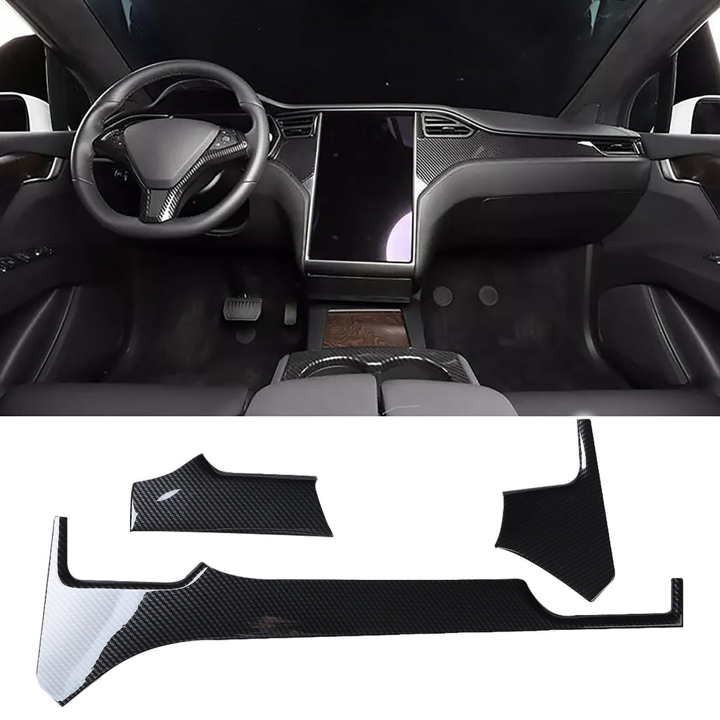 DSI - Center Console Dashboard Cover Trim Compatible with Tesla Model X Model S 2020 2019 2018 2017 2016 2015 2014 (Carbon Fiber)
