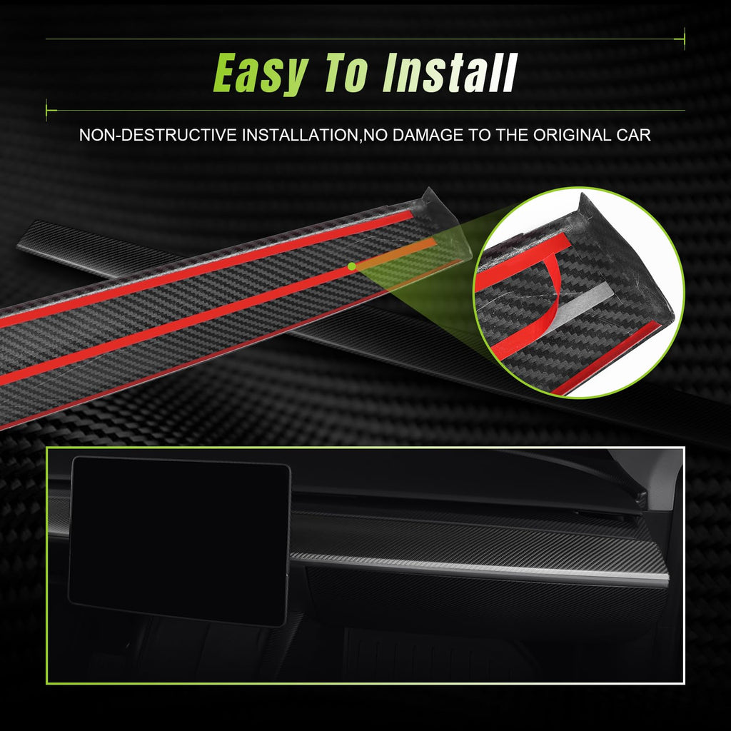 DSI - Dashboard Cover Trim REAL Carbon Fiber for After 2023.5 Tesla Model 3&Y Dashboard Wrap - Dry Carbon Fiber Interior Decoration Compatible with Tesla Model 3&Y (Matte)