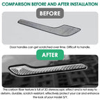 DSI - 4PCS Door Handle Cover Compatible with Tesla Model 3 (2019-2025) Highland Model Y (2020-2026) Juniper Real Carbon Fiber 3D Sticker Wrap Covers Exterior Trim Door Sill Protector Accessories (Black)