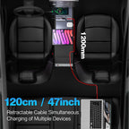 DSI - USB Hub for 2025 2026 Tesla Model Y Juniper 2024 2025 Tesla Model 3 Highland, Retractable Cable Fast Car Phone Charger, Tesla Center Console Accessories (Retractable Type-C & Lightning)