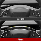 DSI - FITS Tesla Model 3 Highland 2024 2025 2026 Model Y Juniper 2025 2026 Accessories Car Steering Wheel Trim Carbon Style ABS Decal Sticker (Style B)