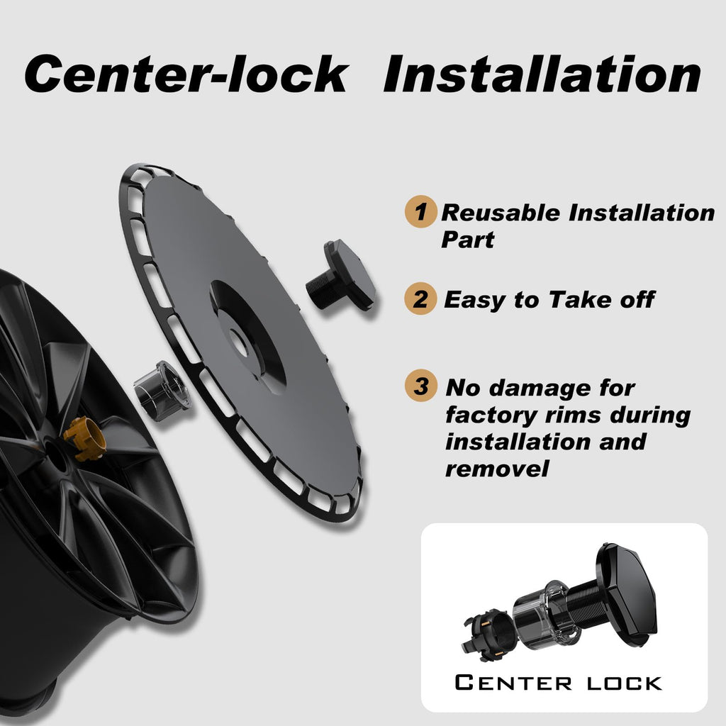 DSTAR - 19 Inch Wheel Covers for Tesla Model Y Juniper Crossflow Wheels 2025, Centers Lock Installation Rim Protector, Full Coverage Hubcaps Exterior Accessories (Black Ring, 4 PCS)