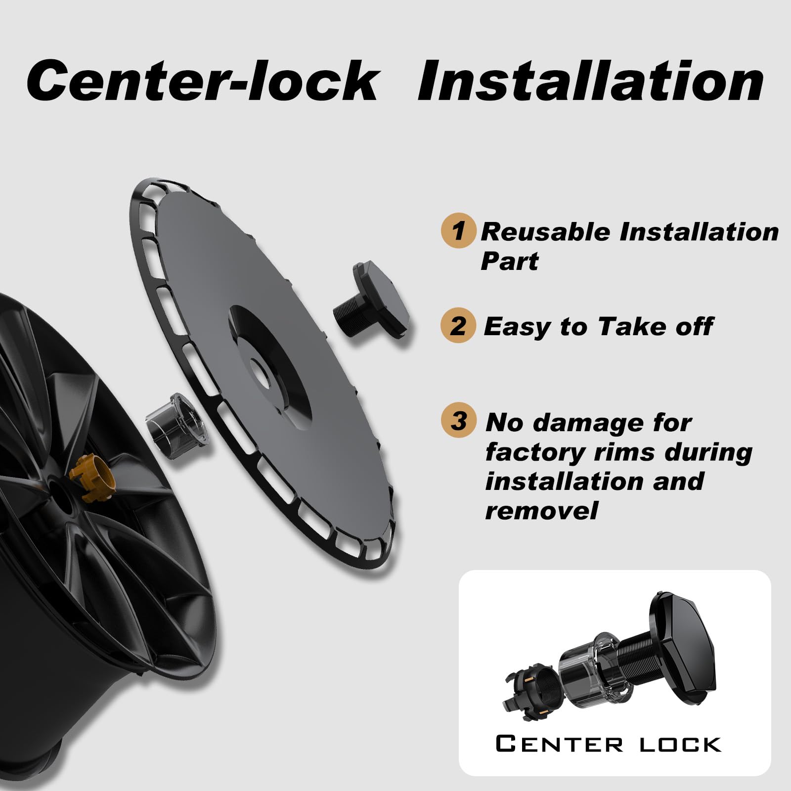 DSTAR - 19 Inch Wheel Covers for Tesla Model Y Juniper Crossflow Wheels 2025, Centers Lock Installation Rim Protector, Full Coverage Hubcaps Exterior Accessories (Black Ring, 4 PCS)