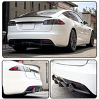 DSI - Real Carbon Fiber Rear Diffuser Fits for Tesla Model S 2021-2024 Sedan 4 Door Air Dam Lower Bumper Lip Spoiler Valance Protector Lip 2022 Body Kit Factory Outlet