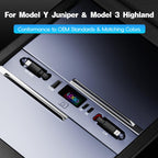 DSI - USB Hub for 2025 2026 Tesla Model Y Juniper 2024 2025 Tesla Model 3 Highland, Retractable Cable Fast Car Phone Charger, Tesla Center Console Accessories (Retractable Type-C & Lightning)