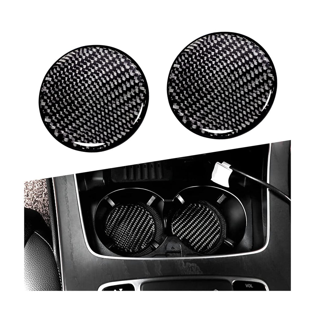DSI - Car Cup Holder Coaster, 2 PCS Carbon Fiber Non-Slip Embedded Coasters, Universal 2.75 Inch Cup Holder Insert Coaster Pad, Sports Racing Durable Drink Mat, Car Interior Accessories