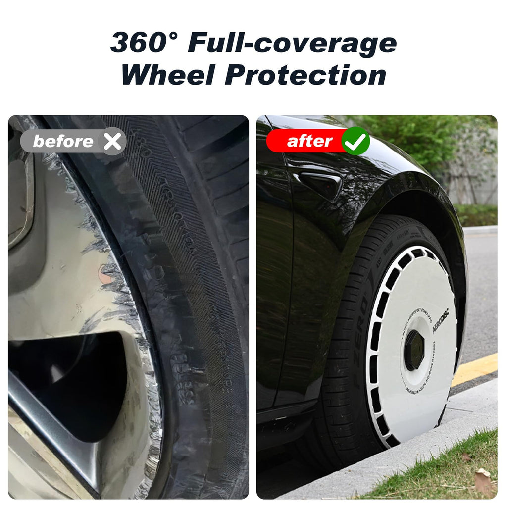 DSI - 19 Inch Wheel Covers for Tesla Model Y Juniper Crossflow Wheels 2025, Centers Lock Installation Rim Protector, Full Coverage Hubcaps Exterior Accessories (White Ring, 4 PCS)