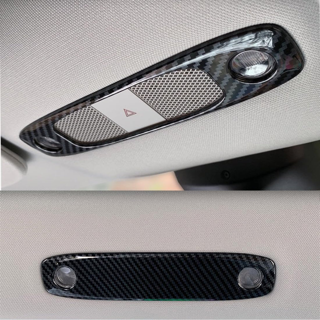 DSI - Reading Lights Trim Cover, Lights Panel Decorative Compatible with Tesla Model 3 Model Y, Reading Light Roof Frame Trim Cover Interior Light Cover Accessories, 2Pcs Carbon Fiber Pattern