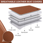 BASIC -  Auto Car Seat Covers Accessories Full Set Leather Cushion Protector Breathable Waterproof Seat Cover for Cars Universal Fit (Brown, Front Pair and Rear)