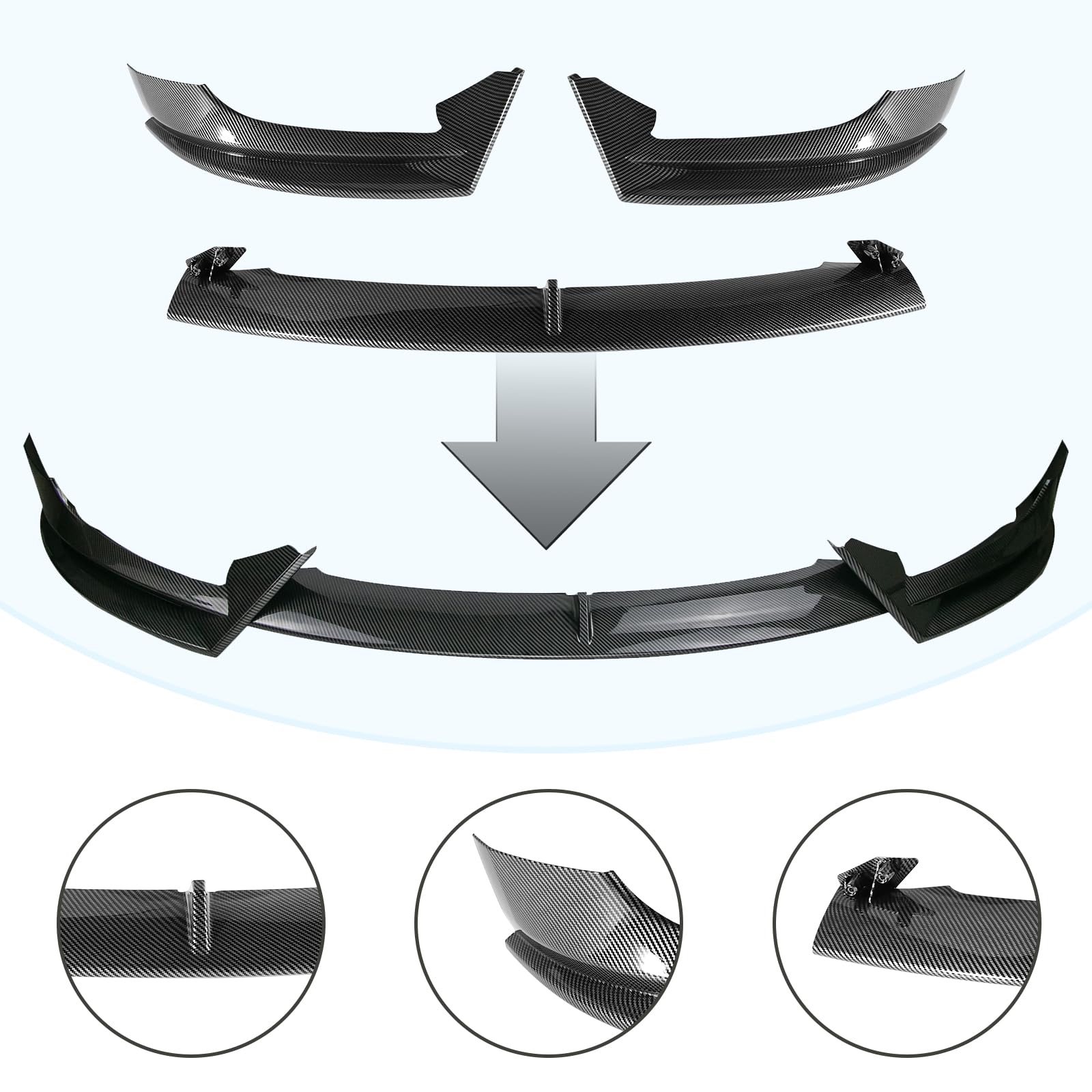 DSI - Carbon Fiber Front Lip Compatible with 2017-2023 Tesla Model 3, Front Bumper Splitter Protector Body Kit